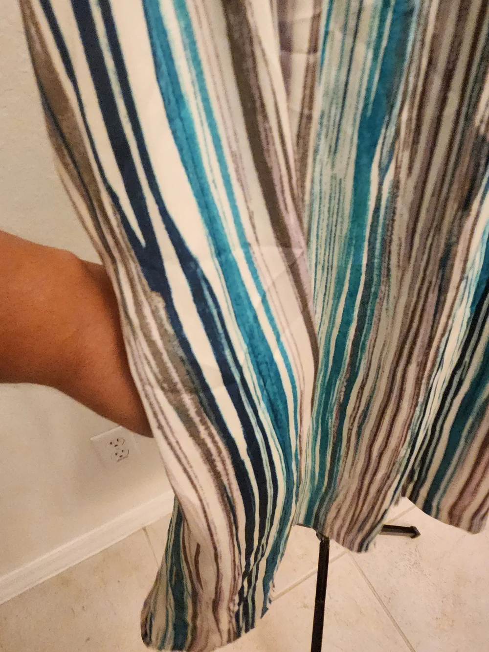 LOFT Striped Watercolor Twist-Front Midi Dress